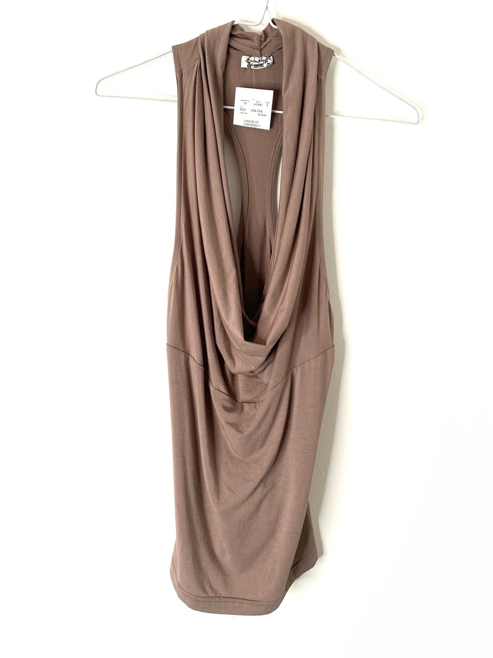 Intimately By Free People NWT Brown Modal Draped Cowl Neck Tank Top